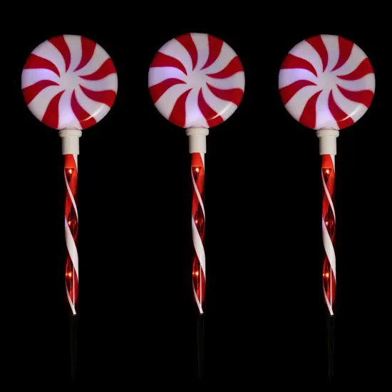 Northlight LED Lighted Peppermint Swirl Candy Outdoor Christmas Pathway Markers - 26" - Set of 3 Red {7}