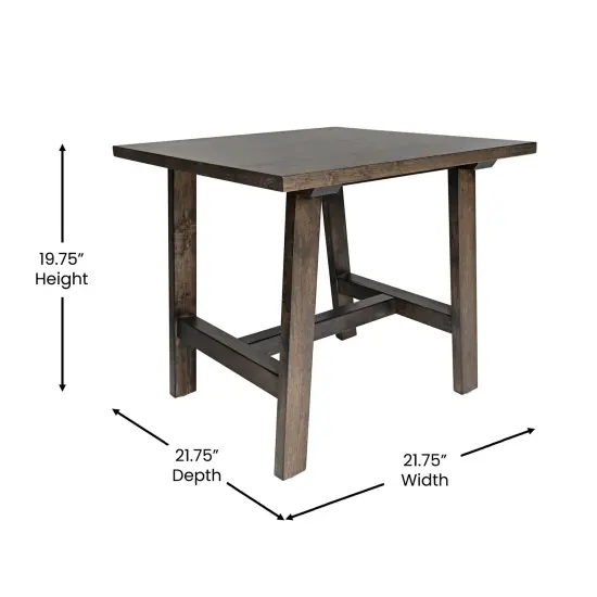 Merrick Lane Mabel Farmhouse Trestle End Table, Solid Wood Rustic Accent Table Dark Gray {5}
