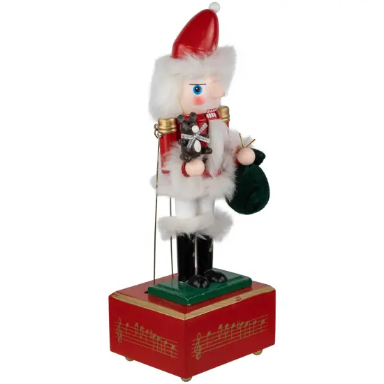 Northlight Animated and Musical Santa Christmas Nutcracker with Bear - 12" Red {5}