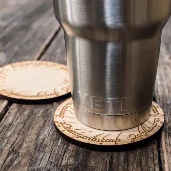 The One Coaster Set of 2 Raw Wood {3}