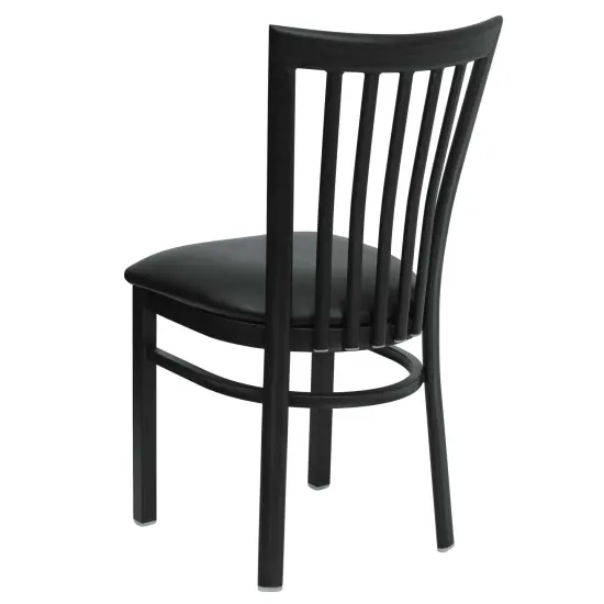 Emma and Oliver 2 Pack School House Back Metal Restaurant Chair BurgVYL/BlackMetal {8}
