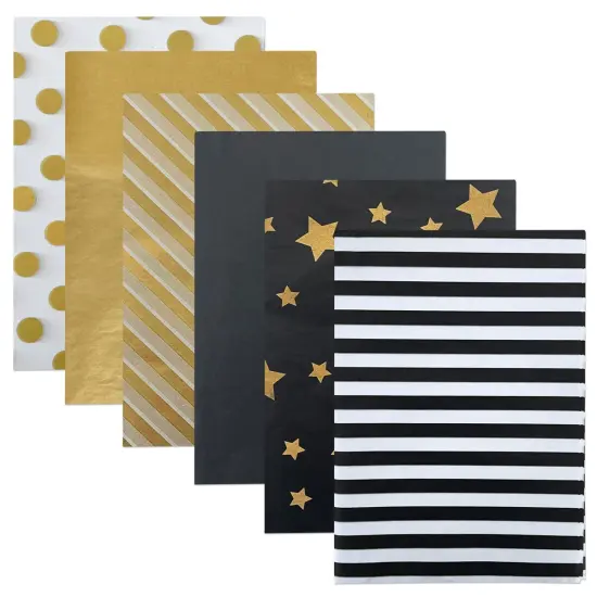 Wrapables Tissue Paper 20 x 28 Inch for Gift Wrapping, Arts & Crafts, Paper Flowers, Garlands, Tassels (60 Sheets) Black & Gold {1}