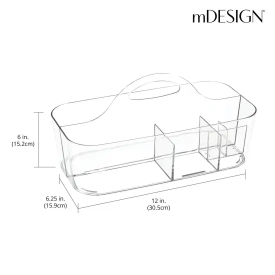 mDesign Plastic Office Storage Organizer Caddy Tote with Handle, 4 Pack - Clear {3}