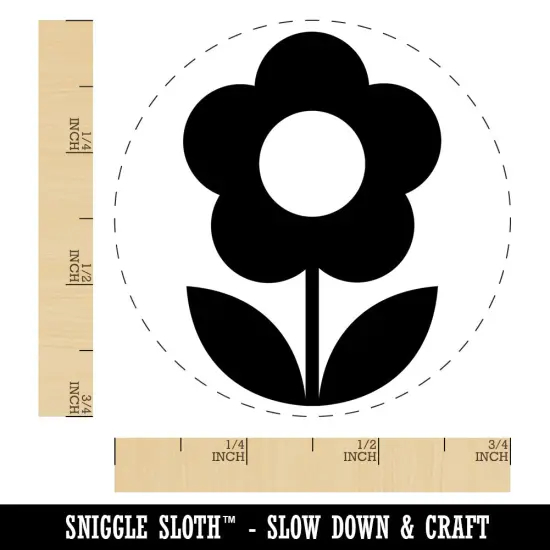 Scandinavian Daisy Simple Flower Self-Inking Rubber Stamp Ink Stamper for Stamping Crafting Planners Black {1}