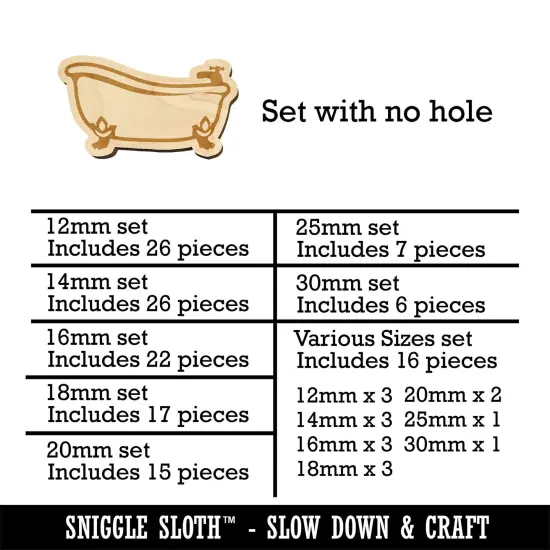 Clawfoot Bathtub for Bathing Mini Wood Shape Charms Jewelry DIY Craft {1}