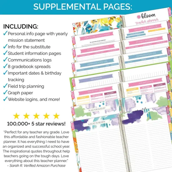 bloom daily planners Undated Teacher Planner & Calendar, Teacher With a Plan {6}