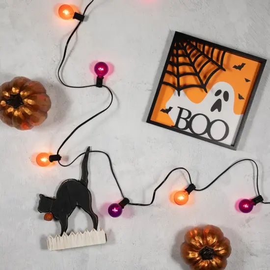 Northlight G40 Globe Halloween Lights - Orange and Purple - 9' Black Wire - 10ct {3}