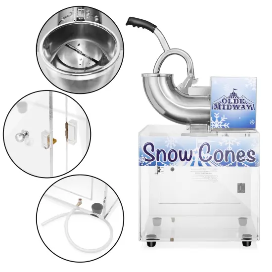 Olde Midway&nbsp;Commercial&nbsp;Snow Cone Machine, Shaved Ice Maker with Stainless Steel Scoop {3}