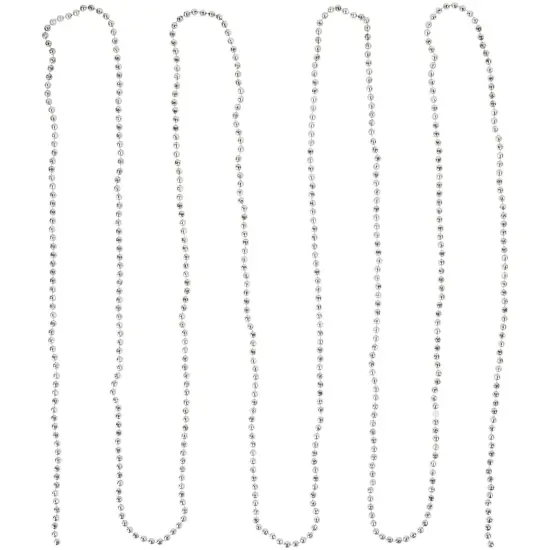 Northlight Shiny Metallic Faceted Beaded Christmas Garland - 15' x .25" - Silver - Unlit {1}