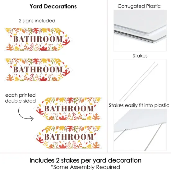 Big Dot of Happiness Fall Foliage Wedding Bathroom Signs - Autumn Leaves Wedding Sign Arrow - Double Sided Directional Yard Signs - Set of 2 {6}