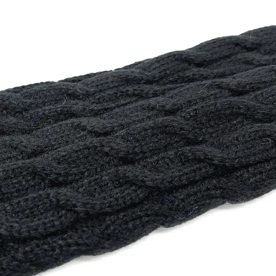 Wrapables Women's Cable Knit Leg Warmers Black {3}