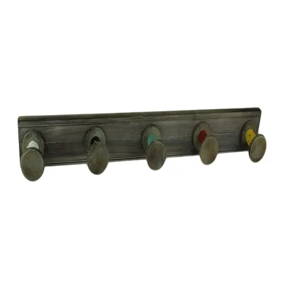 Distressed Wood Rustic Spools Wall Hook Rack {1}