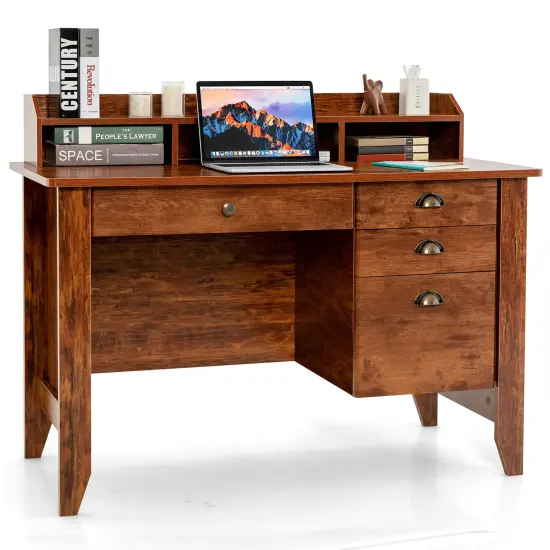 Costway Computer Desk PC Laptop Writing Table Workstation Student Study Furniture Rustic {1}