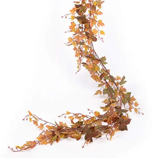 2 Pack Fall Maple Leaf Garland - 6.5ft/Piece Artificial Fall Foliage Garland Autumn Decoration for Home Wedding Halloween Party Thanksgiving {1}