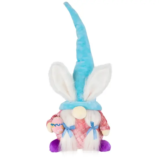 Northlight Girl Gnome Girl with Bunny Ears Easter Figure - 18.25" - Blue and Pink {1}