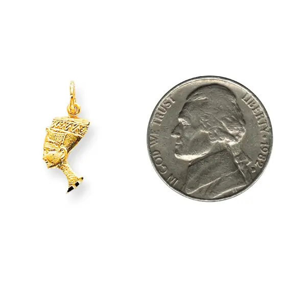 10K Yellow Gold Queen Nefertiti Charm Jewelry 20mm x 9mm {2}