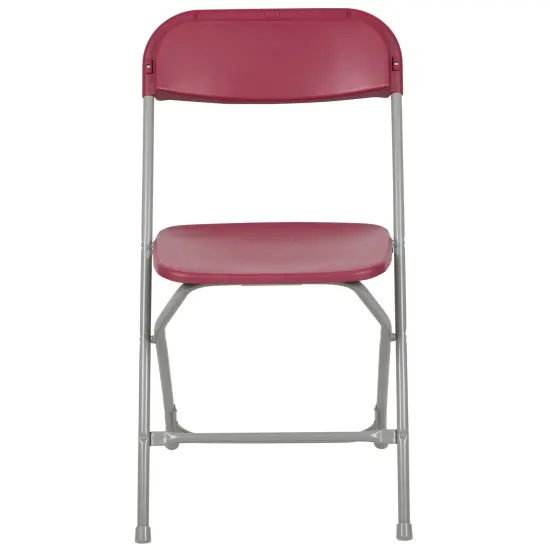 Emma and Oliver Set of 2 Stackable Folding Plastic Chairs - 650 LB Weight Capacity Red {6}