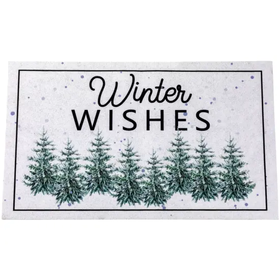 Northlight Pine Trees "Winter Wishes" Christmas Doormat 29" x 17" White {4}