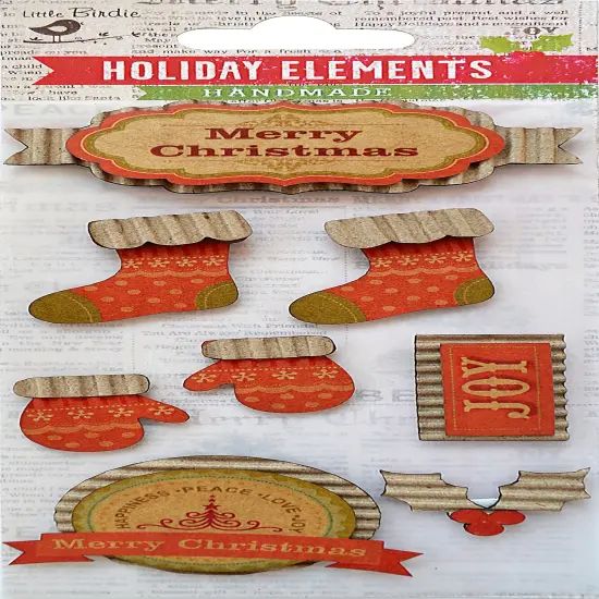 Little Birdie Christmas Sticker Embellishment 8/Pkg-Joy {1}