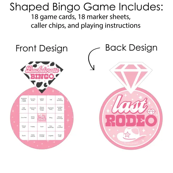 Big Dot of Happiness Last Rodeo - Bar Bingo Cards and Markers - Pink Cowgirl Bachelorette Party Shaped Bingo Game - Set of 18 {4}