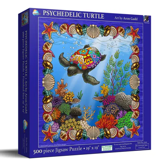 Sunsout Psychedelic Turtle 500 pc Jigsaw Puzzle 77010 {3}