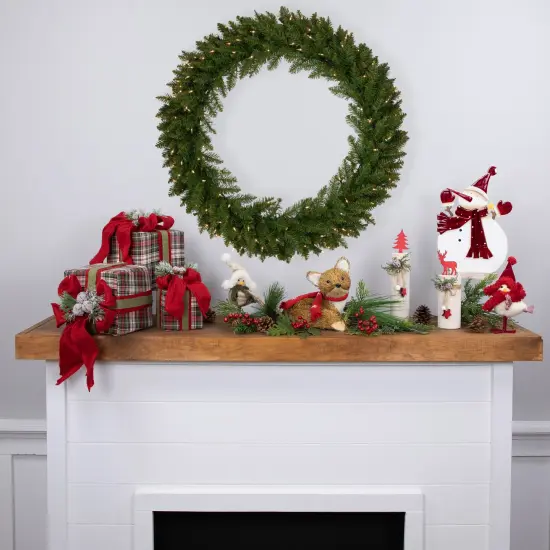 Northlight Pre-Lit Rockwood Pine Artificial Christmas Wreath - 36" - Clear Lights Green {3}