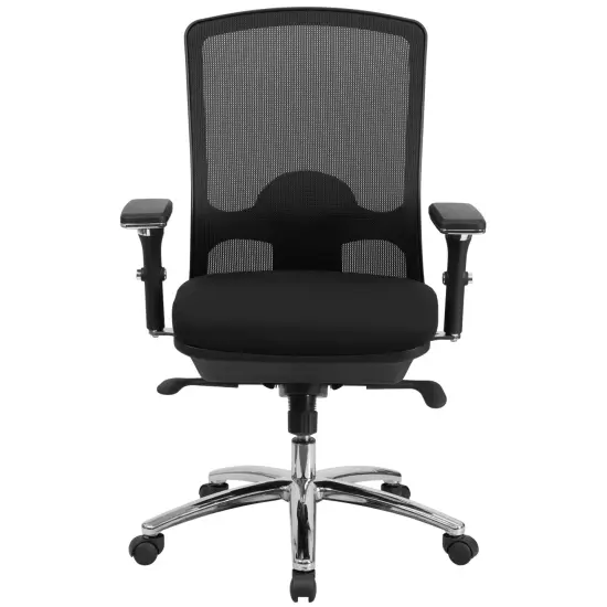 Emma and Oliver 24/7 Intensive Use Big & Tall 350 lb. Rated Mesh Multifunction Swivel Ergonomic Office Chair with Synchro-Tilt Black {3}