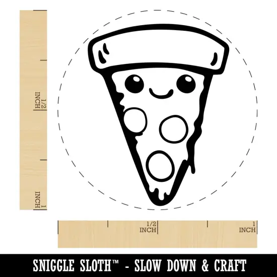 Cute Kawaii Pepperoni Pizza Self-Inking Rubber Stamp for Stamping Crafting Planners Fuchsia {1}