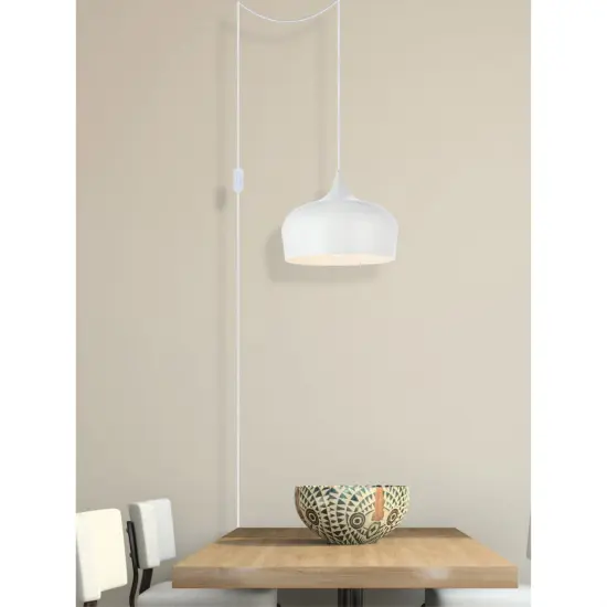 Nora 1 Light white plug-in pendant {6}