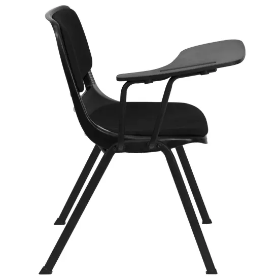 Emma and Oliver Padded Ergonomic Shell Chair with Right Handed Flip-Up Tablet Arm Black {5}