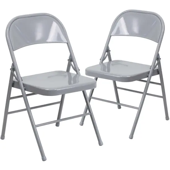 Emma and Oliver 2 Pack Home & Office Portable Party Events Steel Metal Folding Chair Black {6}
