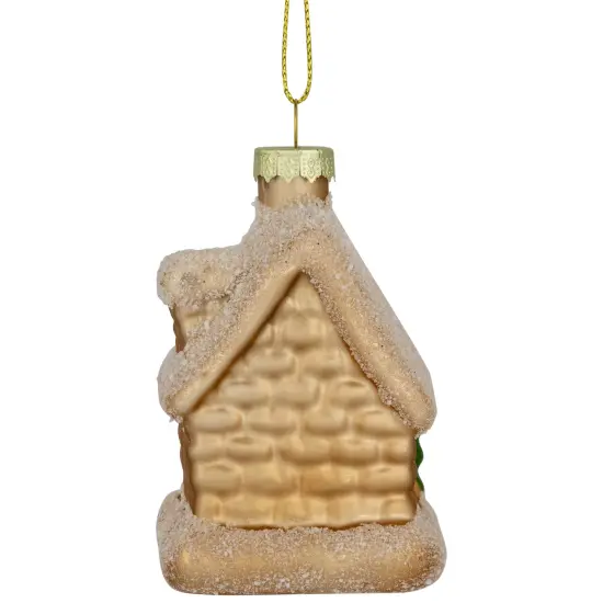 Northlight Snowy Country Cabin Glass Christmas Hanging Ornament - 3.25" - Gold Finish {6}