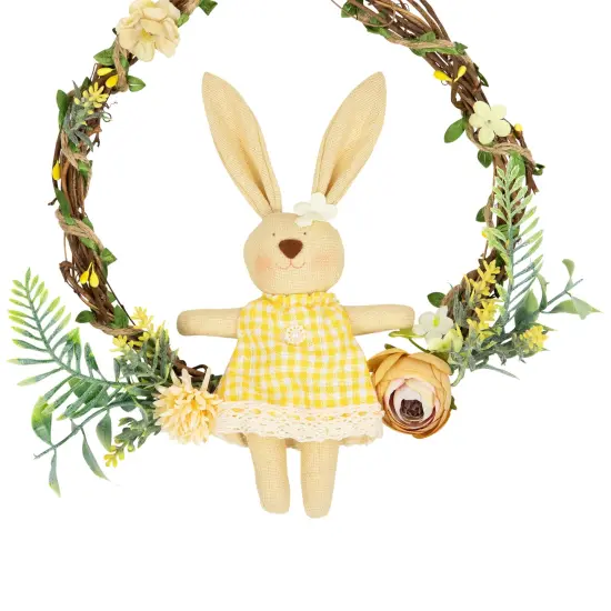 Northlight Bunny with Flowers Artificial Easter Twig Wreath - 10" Brown {4}