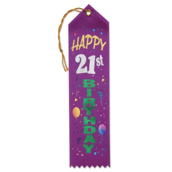 Happy 21st Birthday Award Ribbon (Pack of 6) {1}