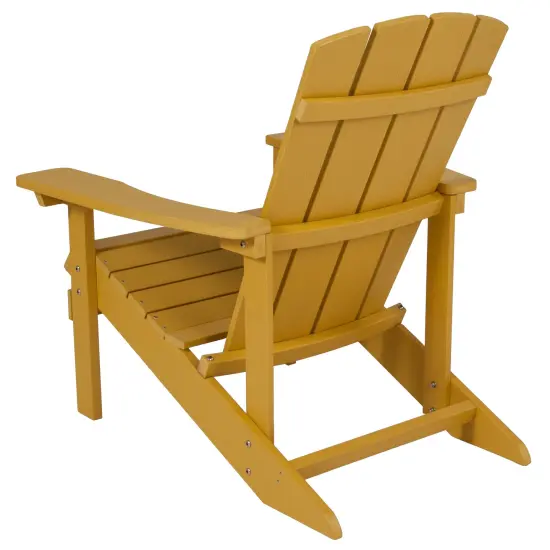 Emma and Oliver 2 Pack Outdoor All-Weather Poly Resin Wood Adirondack Chairs Yellow {4}
