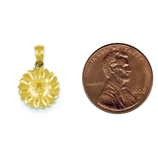 14K Gold Polished Sun with Face Pendant Jewelry 19.2mm x 11.8mm {2}