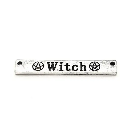 4 or 20 Pieces: Silver Witch Wiccan Bar Connector Charms {1}