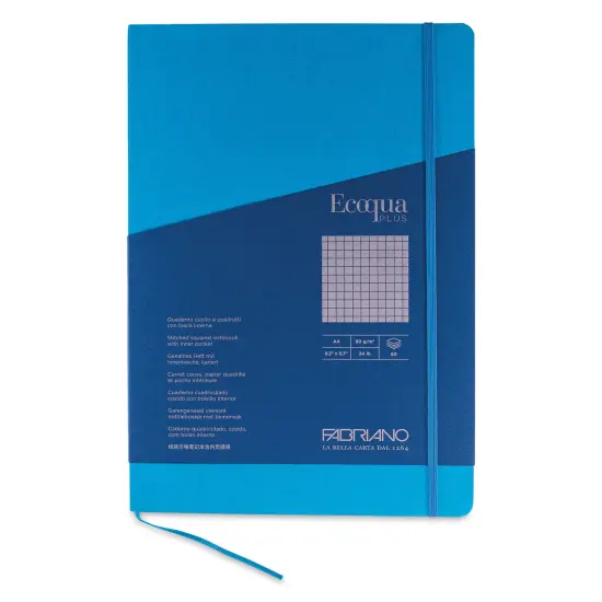 Fabriano EcoQua Plus Stitch-Bound Notebook - Turquoise, 8-1/4" x 11-3/4", Grid {1}