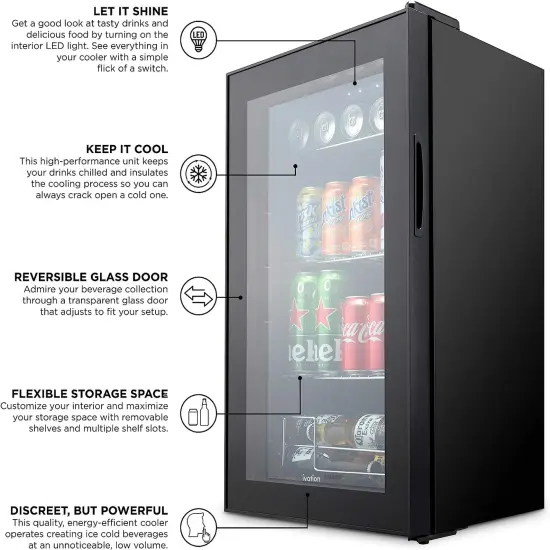 Ivation Beverage Refrigerator Ultra Cool Mini Fridge Beer, Juice Cooler for Home & Office - Black {5}