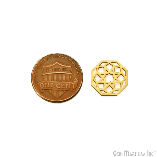 Hexagon Shape Charm Laser Finding Gold Plated 13mm Charm For Bracelets & Pendants {3}