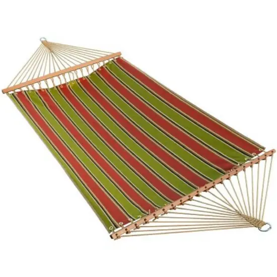 Algoma Striped Two Person Double Hammock - 156" x 55" - Green and Red {1}