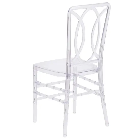 Emma and Oliver Transparent Design Stacking Chair with Designer Back - Event Chair - UV Resistant Crystal Ice {4}