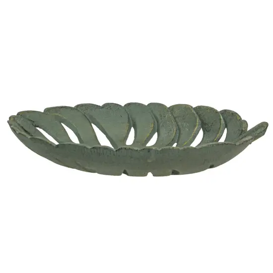 12 Inch Cast Iron Verdigris Tropical Leaf Decorative Bowl Serving Tray Kitchen {5}