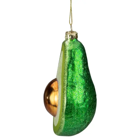 Northlight 4.5" Green and Yellow Glass Avocado Christmas Ornament {5}