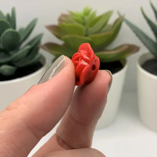 4, 20 or 50 Pieces: Red Chunky Rose Flower Beads {5}