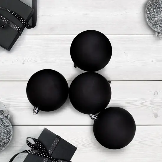 Northlight Matte Shatterproof Christmas Ball Ornaments - 4" (100mm) - Jet Black - 12ct {3}