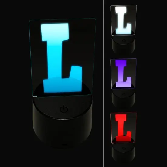 Letter L Uppercase Fun Bold Font 3D Illusion LED Night Light Sign Nightstand Desk Lamp {1}