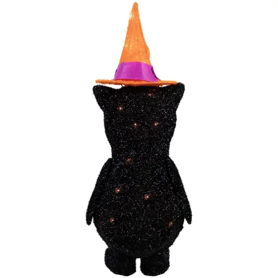 Northlight 24" Lighted Black Cat in Witch's Hat Outdoor Halloween Decoration {7}