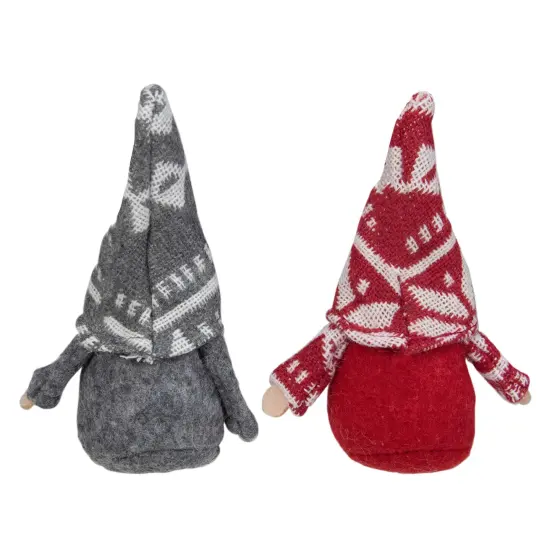 Northlight Santa Gnome Hanging Christmas Ornaments - 4" - Gray and Red - Set of 2 {4}