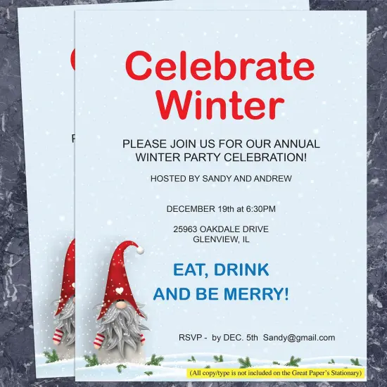 Great Papers! Snow Gnome Holiday Letterhead, Invitations and Announcements, Printer Friendly, 8.5"x11", 50 Pack {3}